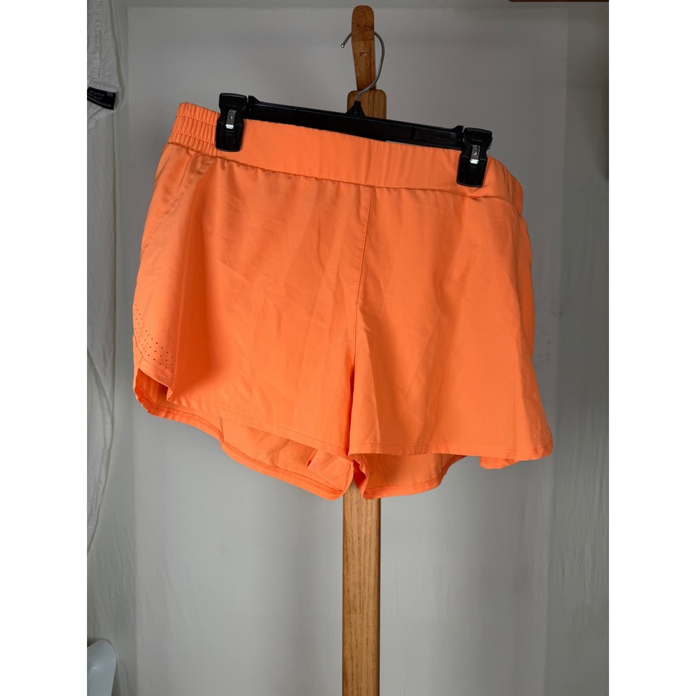 Asics Womens Neon Orange Running Shorts Elastic Waist Inner Liner Size XL